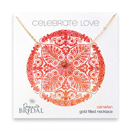 bridal celebrate love gold dipped necklace with faceted carnelian - 18 inches