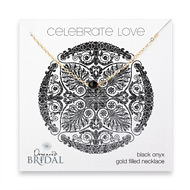 bridal celebrate love gold dipped necklace with faceted black onyx - 18 inches