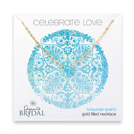 bridal celebrate love gold dipped necklace with faceted turquoise - 18 inches