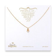 bridal 3 pearl necklace, gold dipped