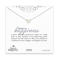 bridal large pearls of happiness sterling silver necklace with white pearl