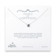 bridal pearls of happiness sterling silver necklace with silver pearl