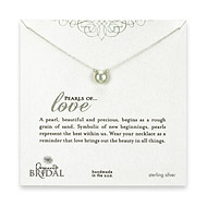 bridal large pearls of love sterling silver necklace with white pearl - 18 inches