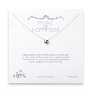 bridal pearls of happiness sterling silver necklace with silver pearl - 18 inches