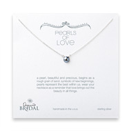 bridal pearls of love sterling silver necklace with silver pearl - 18 inches