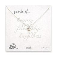 bridal wrapped white pearl sterling silver reminder necklace - 18 inches