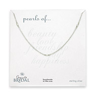 bridal sterling silver small white three pearl necklace - 18 inches