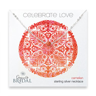 bridal celebrate love sterling silver necklace with faceted carnelian - 18 inches