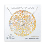 bridal celebrate love sterling silver necklace with faceted pearl - 18 inches