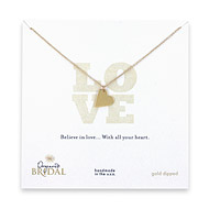 bridal gold dipped love medium sideways heart necklace