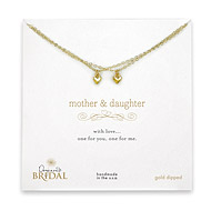 bridal mother and daughter gold dipped cupid heart set of 2 necklaces