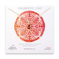 bridal celebrate love gold dipped necklace with carnelian teardrop - 18 inches