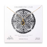bridal celebrate love gold dipped necklace with black onyx teardrop - 18 inches