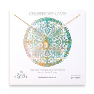 bridal celebrate love gold dipped necklace with rock crystal teardrop - 18 inches