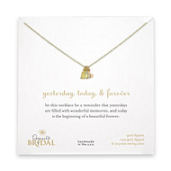 bridal gold dipped yesterday, today, forever necklace with  sideways hearts