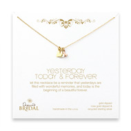 bridal gold dipped yesterday, today & forever necklace with sideways hearts