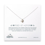 bridal full heart maid of honor necklace, sterling silver