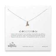 bridal happy heart sister necklace, sterling silver