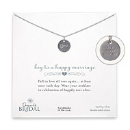 bridal key to a happy marriage double sided disc, sterling silver necklace