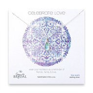 bridal celebrate love sterling silver necklace with blue quartz teardrop - 18 inches