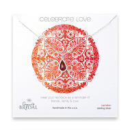 bridal celebrate love sterling silver necklace with carnelian teardrop - 18 inches