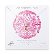bridal celebrate love sterling silver necklace with cherry quartz teardrop - 18 inches