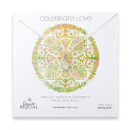 bridal celebrate love sterling silver necklace with green quartz teardrop - 18 inches