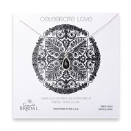 bridal celebrate love sterling silver necklace with black onyx teardrop - 18 inches