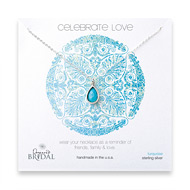 bridal celebrate love sterling silver necklace with turquoise teardrop - 18 inches