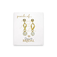 bridal white pearl gold dipped twist earrings