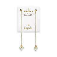 bridal three wishes gold dipped drop post earrings with white pearls