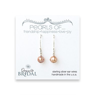 bridal pearls of... sterling silver earrings with rose pearl