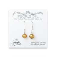 bridal pearls of... sterling silver earrings with gold pearl