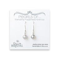 bridal pearls of... sterling silver earrings with silver pearl