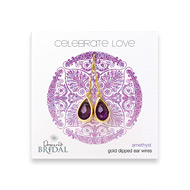 bridal celebrate love gold dipped amethyst teardrop earrings