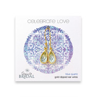 bridal celebrate love gold dipped blue quartz teardrop earrings