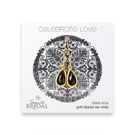 bridal celebrate love gold dipped black onyx teardrop earrings