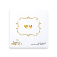 bridal flat heart gold dipped stud earrings