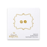bridal diamond circle gold dipped stud earrings
