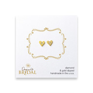 bridal diamond heart gold dipped stud earrings