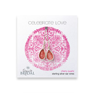 bridal celebrate love sterling silver cherry quartz teardrop earrings