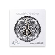 bridal celebrate love sterling silver black onyx teardrop earrings