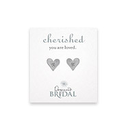bridal cherished diamond sterling silver heart stud earrings