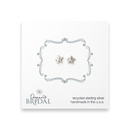 bridal cherry blossom stud earrings, sterling silver