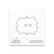 bridal heart stud earrings, sterling silver