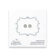 bridal diamond circle sterling silver stud earrings