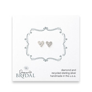 bridal diamond heart sterling silver stud earrings