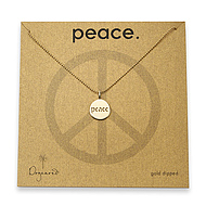 peace shine gold dipped necklace on tiny ball chain