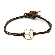 peace bracelet gold dipped on irish linen tobacco