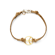 the gold dipped leather peace bracelet